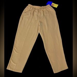 Susan Graver Pull-On Lightweight Pants, Size 1X Dark Beige/Tan